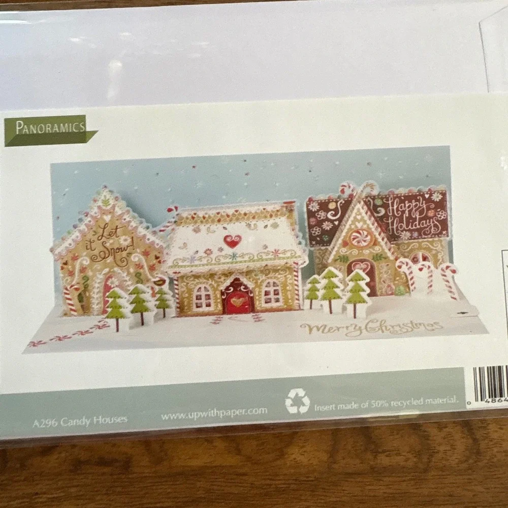 Up With Paper Panoramics Christmas Holiday Greeting Card Candy Houses Howl-idays